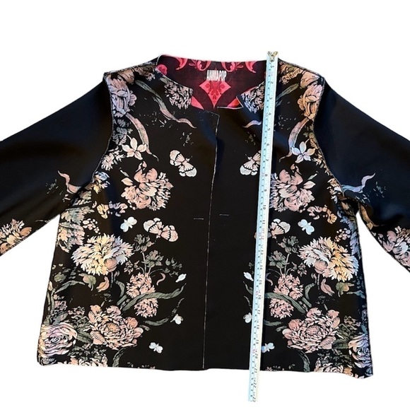 Animapop Jacket reversible floral black red pattern crop - Picture 10 of 12